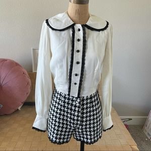 s. howard hirsh California black white houndstooth romper XS